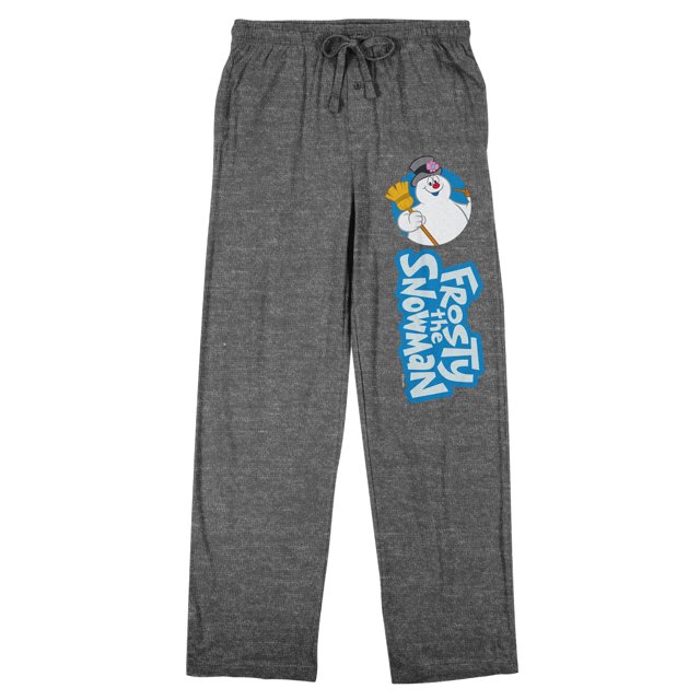 Frosty The Snowman Character Circle & Logo Men's Gray Heather Sleep Pajama Pants-Large