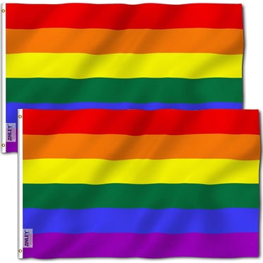 ANLEY Fly Breeze Drapeau Arc-en-Ciel 3 X 5 Pieds 6 Rayures - Bannière Fanions Fierté Gay Polyester (Lot de 2)