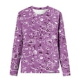 thumbnail image 5 of Pompotops Femmes Dames Col Rond Hauts Amples Décontractés T-Shirts Imprimés Blouse à Manches Longues en Solde, 5 of 5