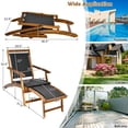 thumbnail image 3 of Costway Chaise Longue Pliante en Rotin pour Patio, Cadre en Bois avec Repose-Pieds Rétractable, 3 of 8