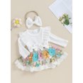 thumbnail image 3 of FOCUSNORM Barboteuse-Robe d'Automne pour Bébé Fille à Manches Longues, Broderie Florale, Tulle Patchwork, Barboteuse avec Bandeau, 3 of 9