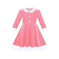 thumbnail image 1 of Robe Fille Col Blanc Velours Manches Longues Robe Rose 14 Ans, 1 of 6