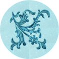 thumbnail image 1 of Ahgly Company Tapis Rond Lavable en Machine Intérieur Transitionnel Bleu Électrique, 4 Pieds Rond, 1 of 7