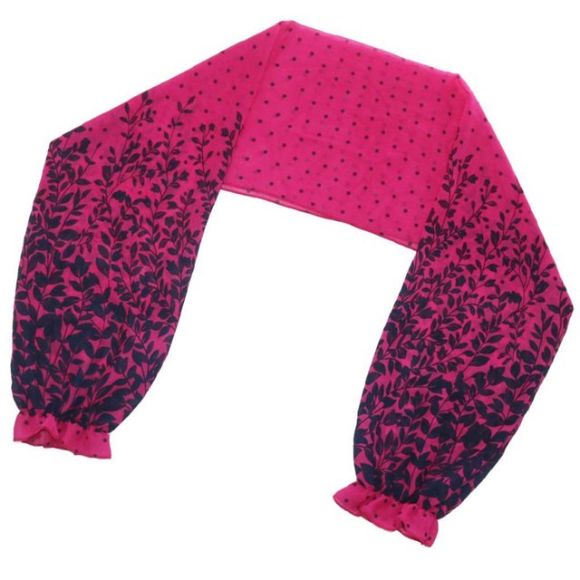 kurtrusly Boléro en Chiffon à Manches Longues Tendance pour Femmes Rose Rouge Fleur 1ensemble