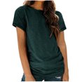 thumbnail image 1 of AherBiu Hauts pour Femmes Basiques de Couleur Unie Décontractés à Col Rond à Manches Courtes Coupe Ample Hauts Confortables T-Shirts Chemises, 1 of 4