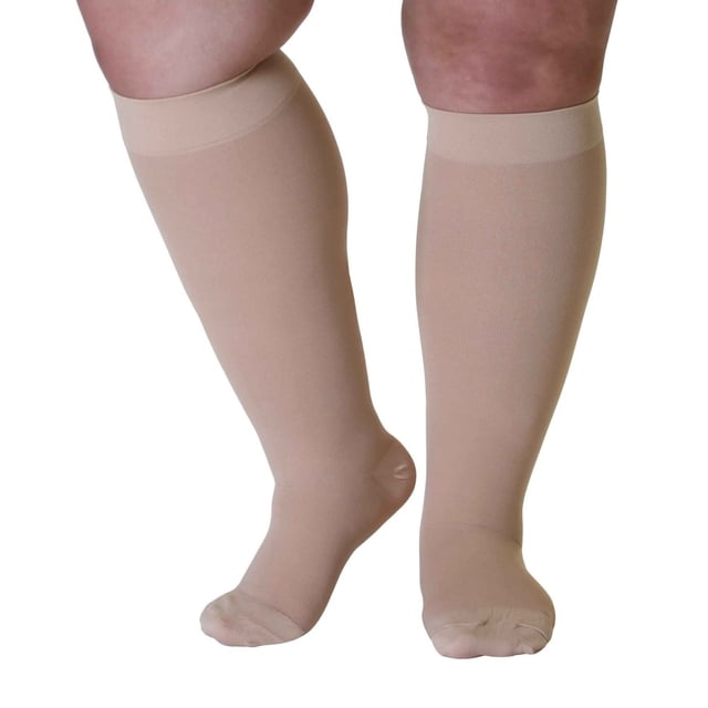 Chaussettes de Compression pour Hommes et Femmes, Bas Bariatriques à Mollet Grand, Noirs, 6TG, 5 Paires