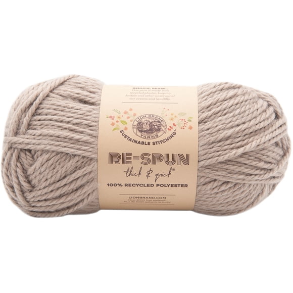 Lion Brand Re-Spun Thick & Quick® Yarn Hazelwood #6 Super Bulky Recycled Polyester Yarn, 340g/ 204m-1CT