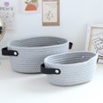 thumbnail image 4 of Wweixi Panier de Rangement avec Poignées en Corde de Coton Tressée Conteneur pour Bric-à-Brac Collations Clés Panier Cosmétique Tiroir Étagère Commode Gris P, 4 of 6