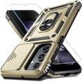 thumbnail image 1 of KOMI Compatible with Samsung Galaxy A16 5G Case Built in Slide Camera Lens Cover+Screen Protector+Finger Ring Holder Kickstand,Heavy Duty Shockproof Full Body Phone Cover,2025 Gold, 1 of 5