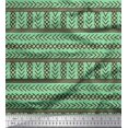 thumbnail image 1 of Soimoi Green Georgette Viscose Fabric Aztec Geometric Printed Fabric 1 Yard 42 Inch Wide, 1 of 3