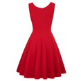 thumbnail image 3 of Femmes Plissée Taille Haute V Cou Enveloppé Robe d'Été de Couleur Unie Sans Manches, 3 of 7