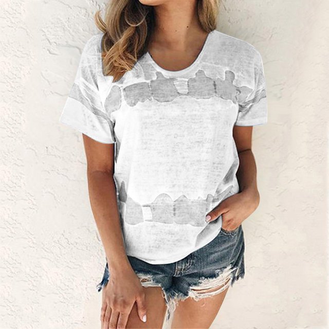 Wolfast T-Shirts pour Femmes Mode Femmes Mode T-Shirt Imprimé Manches Courtes Blouse Col Rond Hauts Décontractés Manches Courtes Blouses pour Femmes