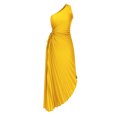 thumbnail image 4 of Pisexur Robe Sans Manches à Épaules Dénudées pour Femme, Imprimée, Manches Courtes, Unie, Décontractée, Confortable, Tunique à une Épaule Plissée, Mini-Robe Ajustée, Robe pour Femme, 4 of 6