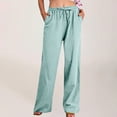 thumbnail image 2 of Yuyuzo Womens Cotton Linen Pants Drawstring Low Waisted Lounge Pants Casual Flowy Summer Beach Trousers, 2 of 7
