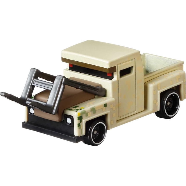 Hot Wheels Iron Golem Véhicule Jouet Voiture à l'Échelle 1:64 avec camouflage beige Pixélisé Inspiré de Minecraft, Doté d'Un Chariot Élévateur avant, de Roues Noires avec Jantes Argentées, et d'Une Carrosserie Compacte de Camionnette Idéale pour les Jeux de Collection Ou l'Exposition.