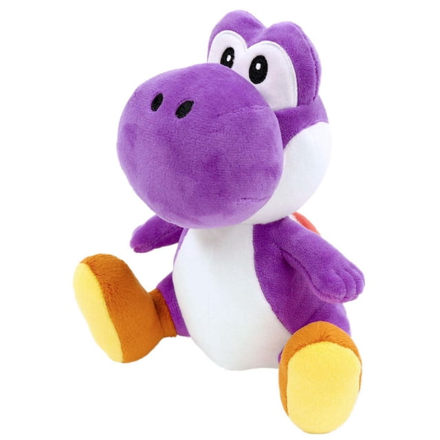 LITTLE BUDDY Peluche PURPLE YOSHI 8 Pouces Est une Peluche Douce et Câline Montrant une PURPLE YOSHI Assise Face vers l'Avant avec un Ventre Blanc, des Pieds orange avec des Semelles Jaunes et des Yeux Noirs Brodés, Convient comme animal en Peluche pour Jouer Ou Exposer.