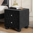 thumbnail image 1 of Euroco Velvet Nightstand with 2 Drawers and Crystal Handle, Storage Bedside Table with Button-Tufted, Black, 1 of 9