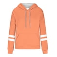 thumbnail image 5 of Dagegui Womens Long Sleeve Hoodies Casual Drawstring Hooded Sweatshirt with Pockets Trendy Striped Color Block Pullover Tops Orange S, 5 of 5