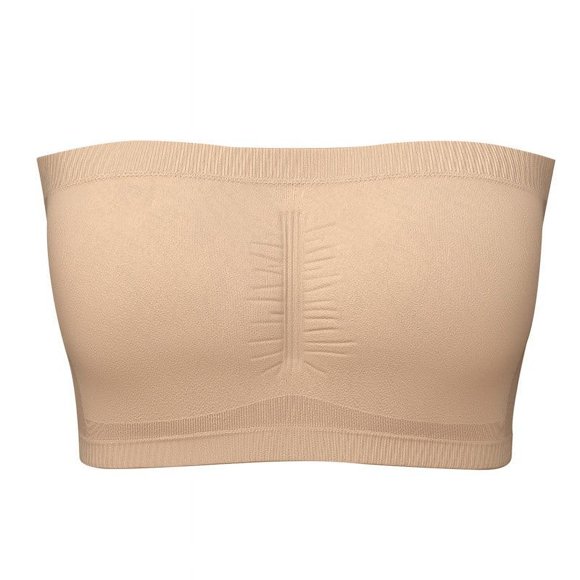 Strapless Bra for Women with Removable Pads, Seamless Lace Trim, Thin Side Bands, Stretch Polyester Fabric, Summer Wear, Black