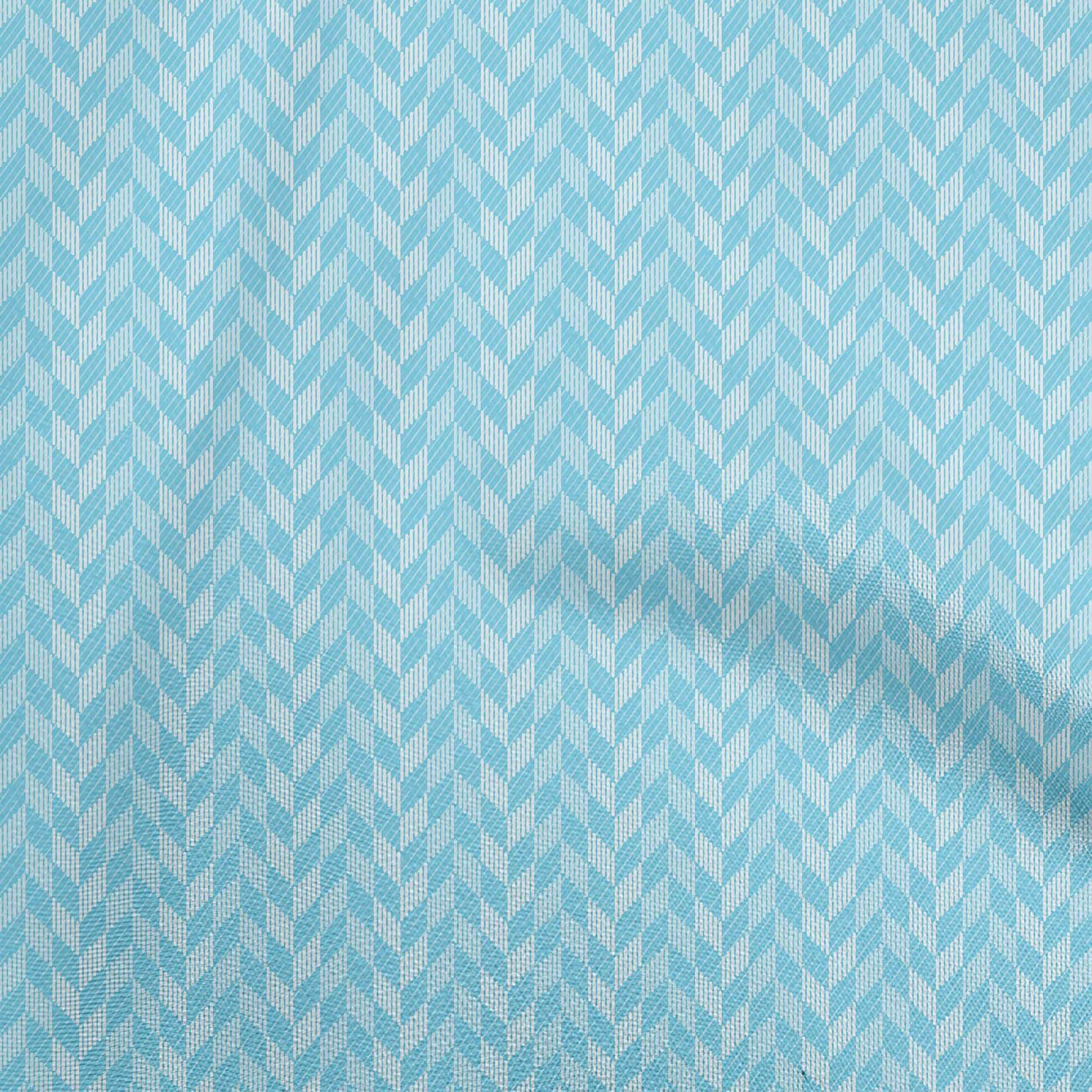 oneOone Cotton Poplin Sky Blue Fabric Geometric Craft Projects Decor Fabric Printed By The Yard 42 Inch Wide