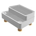 thumbnail image 3 of BELOVING Automatic Cat Litter Box Ramp 2 Steps Waterproof Pad Mat with Non Slip Feet Leakproof Cat Litter Stair for Small Elderly Cats Light Grey, 3 of 9