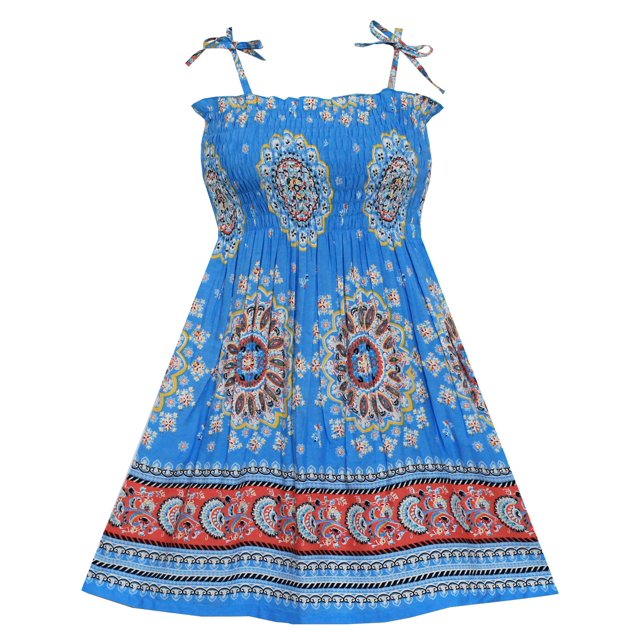 Robe Fille Smockée Dos Nu Paisley Bleu 2-3 Ans