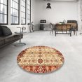 thumbnail image 3 of Ahgly Company Indoor Round Abstract Yellow Oriental Area Rugs, 7' Round, 3 of 6