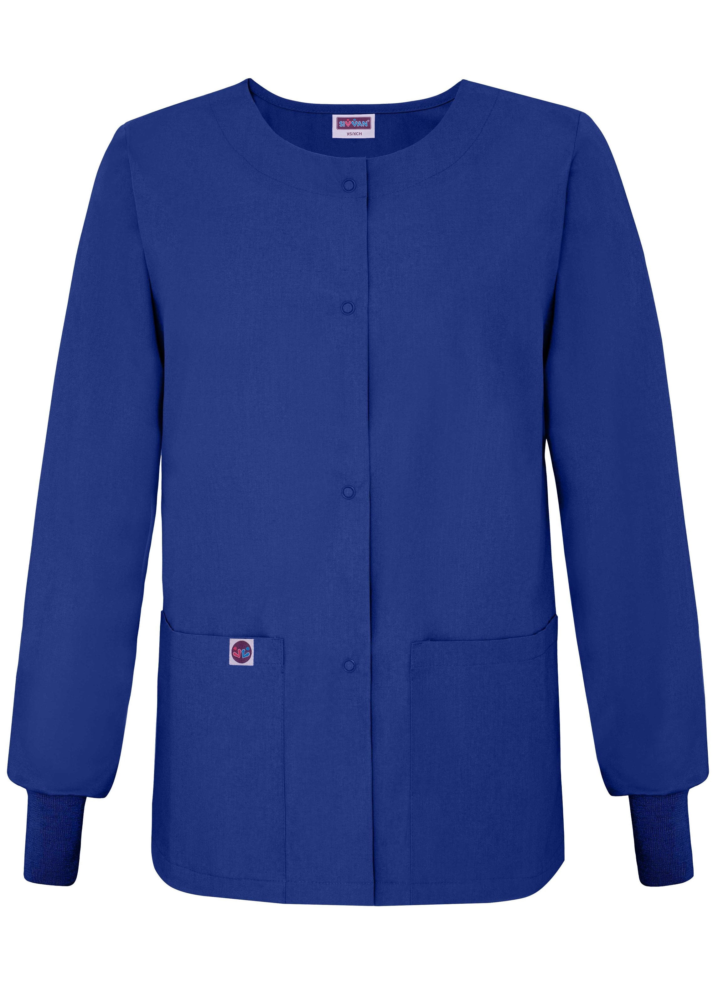 Sivvan Womens Scrub Warm-Up Jacket/Front Snaps - Round Neck