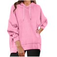 thumbnail image 1 of Pisexur Womens Hoodies Solid Color Hooded Sweatshirt Casual Drawstring Oversized Hoodie Fashion Loose Ribbed Fall Tops Pullover Tops with Pocket, 1 of 7
