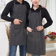 thumbnail image 3 of Adult Apron Striped Chef Waiter Apron Kitchen Cook With Pockets 2 Apron T3B9, 3 of 9