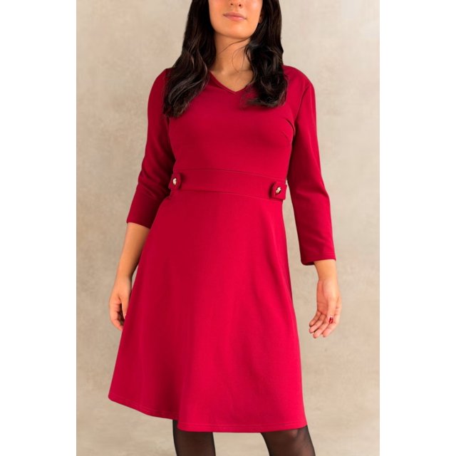 ELEVENMTL Robe Ligne A pour Femmes avec Boutons Dorés