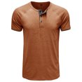 thumbnail image 4 of BOBOGOJP T-Shirts pour Hommes Manches Courtes Décontracté Uni Imprimé Henley (Rouge,G), 4 of 4