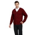 thumbnail image 4 of TOPTIE Cardigan pour Homme Coupe Décontractée Col en V Coton-Rouge-P, 4 of 8