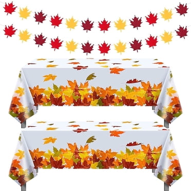 yulier Nappe d'Automne pour l'Action de Grâce Citrouille Feuille d'Érable Nappe d'Automne Récolte Nappe Rectangulaire pour Souper Fête Pique-Nique Déco