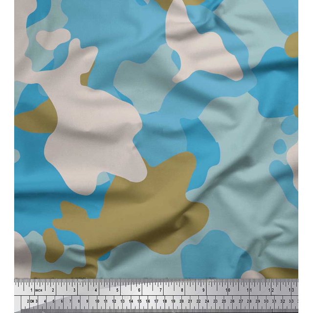 Soimoi Silk Fabric Multicolor Camouflage Print Sewing Fabric Yard 42 Inch Wide