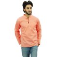 thumbnail image 1 of Atasi Kurta Court à Col Officier pour Homme en Coton Pêche Tunique Décontractée - Petit, 1 of 7