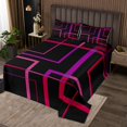 thumbnail image 2 of YST Abstract Square Bedding Twin Size Black and Hot Pink Red Bedspread Set, Rectangle Minimalism Quilt Set Modern Geometric Coverlet Set for Boys Girls, Contemporary Aesthetic Bed Set, 2 of 5