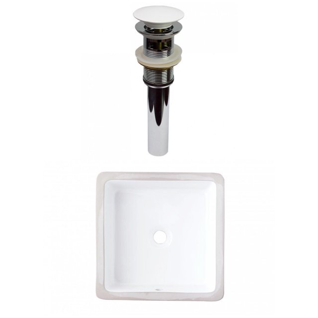 American Imaginations 16-in. W CUPC Square Bathroom Undermount Sink Set In White - White Hardware - Overflow Drain Incl. AI-31808