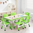 thumbnail image 2 of Ourlova Kids Table and Chairs Set of 7 Height Adjustable Desk with 6 Seats Arts & Crafts Table Graffiti Desktop Non-Slip Legs Children Multi-Activity Table, 2 of 7