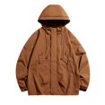 thumbnail image 1 of RXIRUCGD Veste Décontractée Ample pour Hommes à Manches Longues avec Capuche, Café, Taille : m, 1 of 6