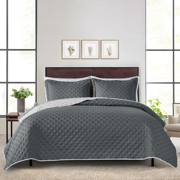 Mainstays All in One Lightweight Quilt Set and Sheet Set -7 Piece, Queen, Grey