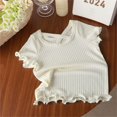 thumbnail image 2 of Plebaso Top for Kids Short Sleeve Round Neck Ruffled Ice Silk T-shirt for Girls Baby Summer Clothes, 2 of 3