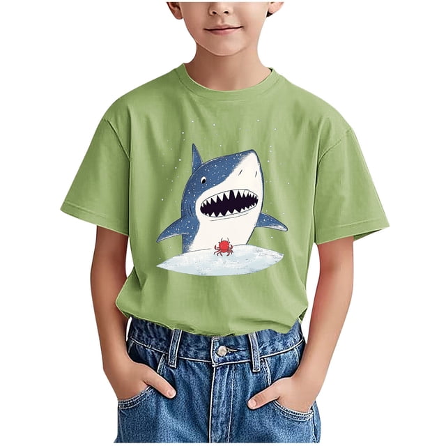 WRKEKC T-Shirts d'Été pour Garçons, T-Shirts Décontractés pour Garçons, T-Shirts Polyvalents Décontractés à Manches Courtes pour Enfants avec Motif Imprimé et Col Rond