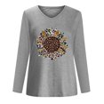 thumbnail image 4 of Pompotops T-Shirt à Manches Longues à Col en V Imprimé Décontracté pour Femmes, Chandail, Hauts, Liquidation, 4 of 4