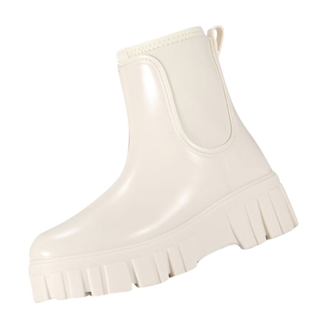 LOVZFMLL Bottes pour Femmes Bottines à la Cheville Bout Rond Imperméables Talon Bas Épais Bottes de Pluie Printemps Automne Mode Chaussures Décontractées