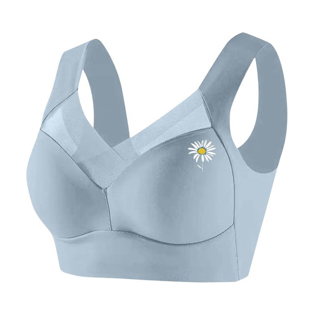 ManxiVoo Wireless Comfort Bras Full Coverage Minimizer with Adjustable Straps and Side Support for Everyday Wear Smooth T-Shirt Design XXXXXXXL Size Light Blue