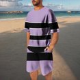 thumbnail image 1 of NTACZA Crew Neck Men 2 Piece Shorts Set Striped Short Sleeve Tracksuits Mens Athletic Breathable Sweatsuits 2X, 1 of 7