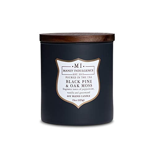 Manly Indulgence Bougie en Pot Parfumée Pin Noir et Mousse de Chêne, Moyen, Gris