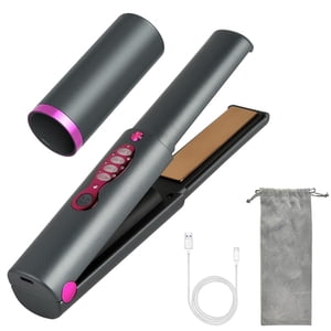 Lève-cheveux portatives sans fil avec l'alvéole de sécurité;&frac14;Chauffage rapide à plat en fer et en ium;&frac14;Lève-cheveux sans fil 2 en 1 pour le lissage
