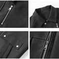 thumbnail image 3 of Leather Jacket Men Men's Fashion Motorcycle Leather Jacket with Solid Color and Long Sleeves Motorcycle Jacket Men, 3 of 5